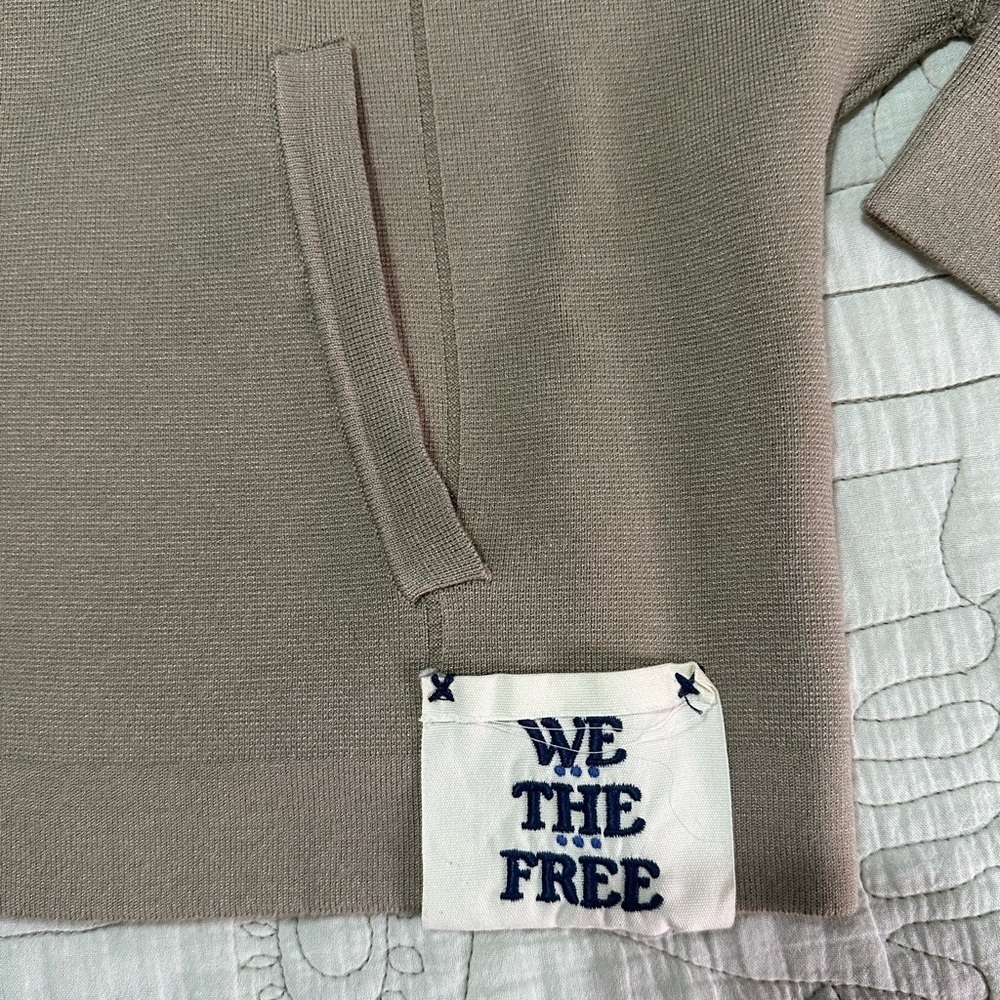 NWT We The Free Sadie Crop Sweater Knit Blazer S Taupe Brown Treehouse - Picture 9 of 12